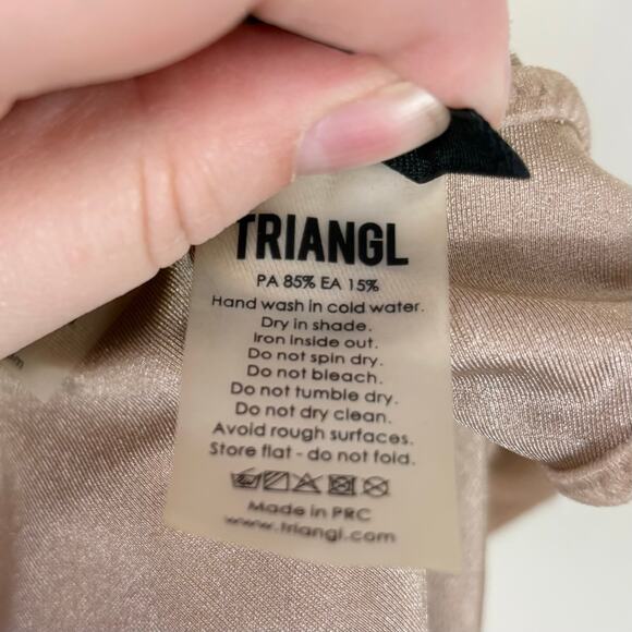 Triangl Neutral Two Piece Scoop Neck High Cut Myla Velvet Bikini Swimsuit - Picture 10 of 12